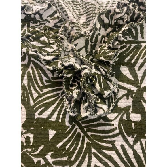 Kate Spade Gray White Tropical Print Ruffle Top Size 4 - Picture 4 of 5